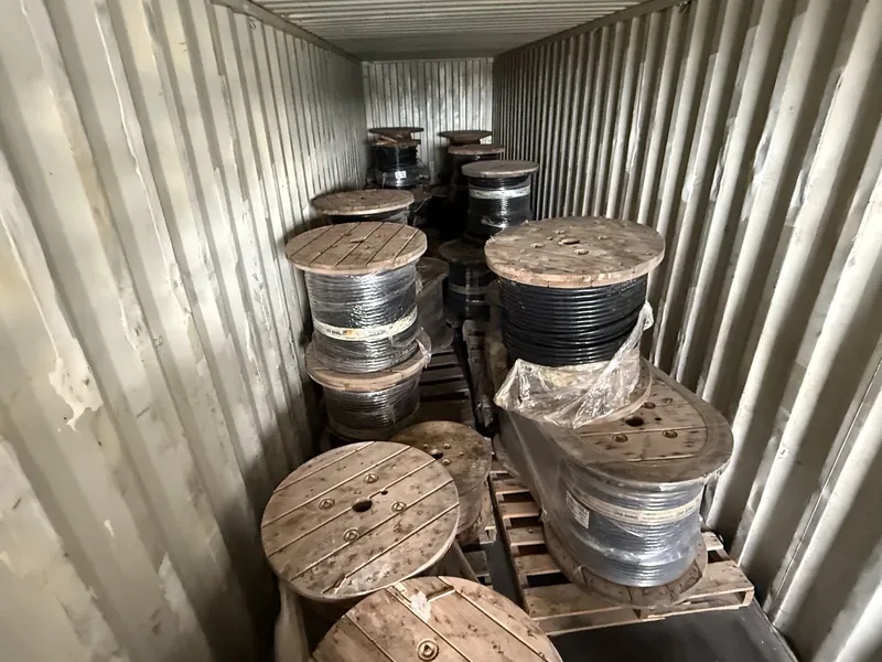 Cable reels loaded in a shipping container — Tulsa, OK