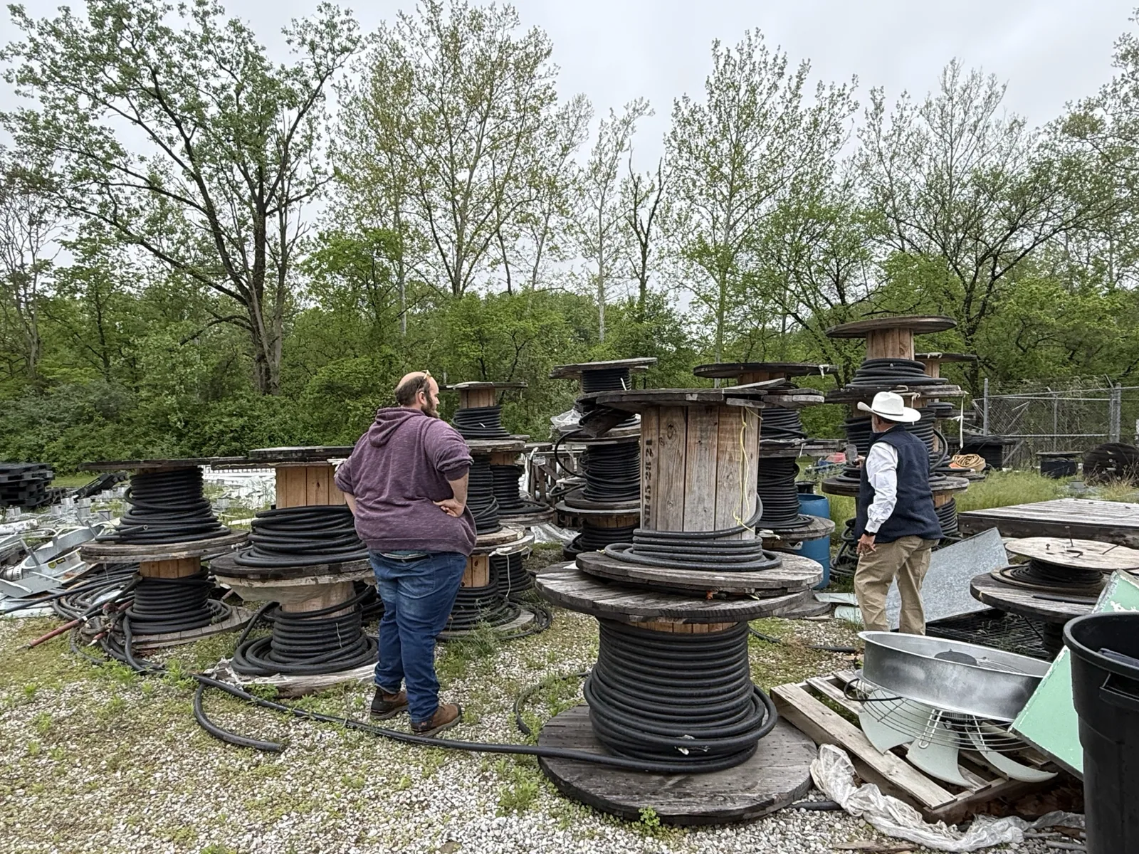 Cable reels staged in an outdoor yard — El Paso, TX