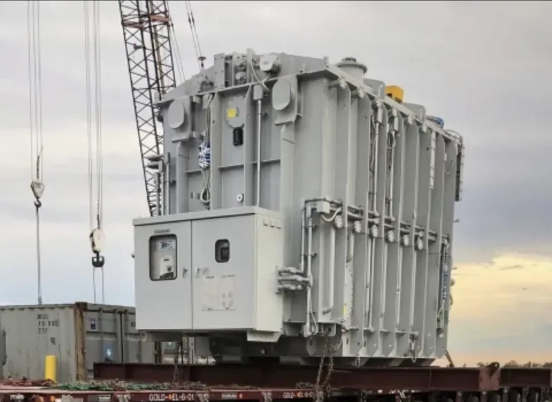 Large power transformer loaded on a multi-axle heavy-haul trailer — Albuquerque, NM