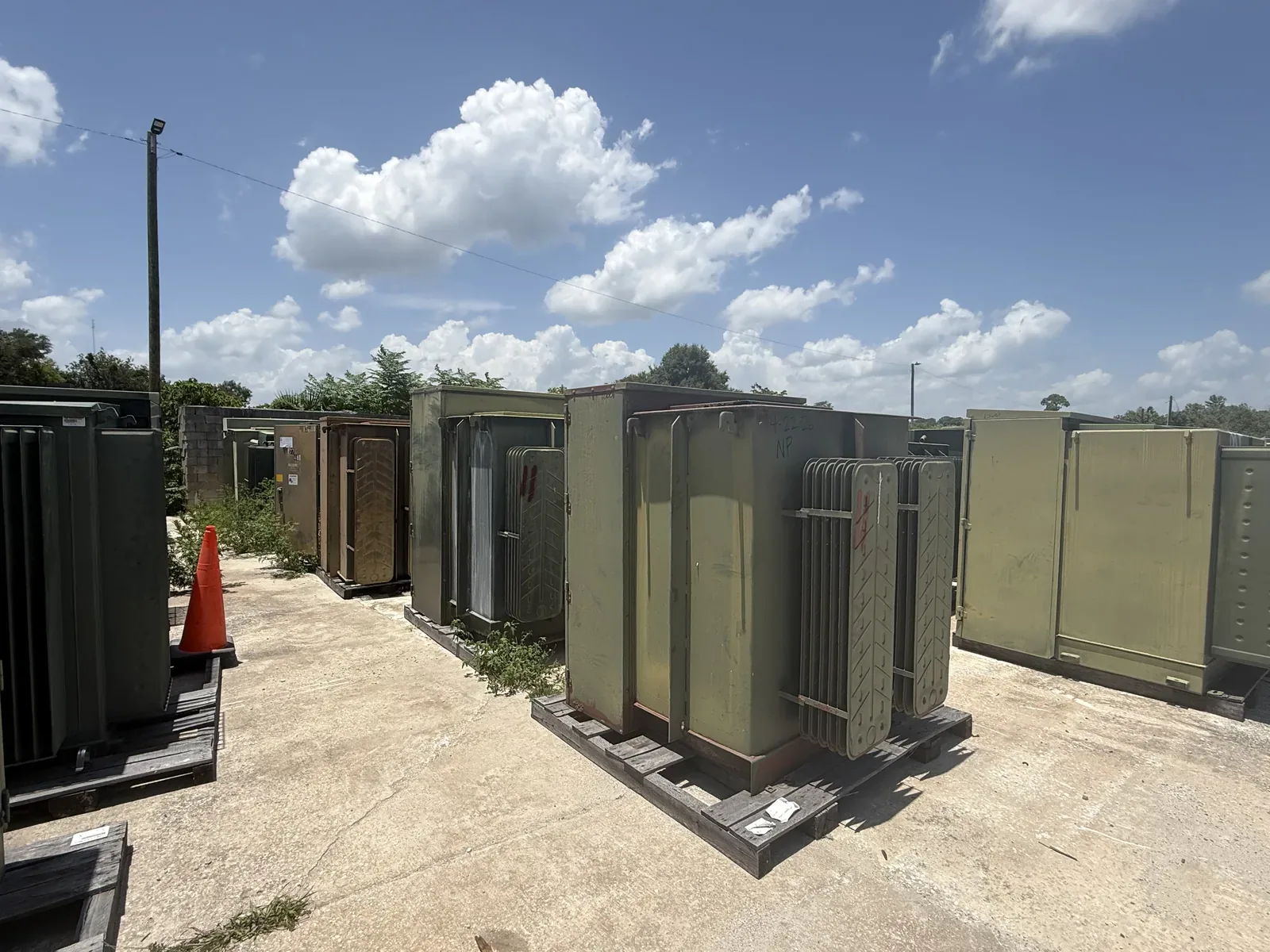 Electrical cabinets stored in an equipment yard — Austin, TX